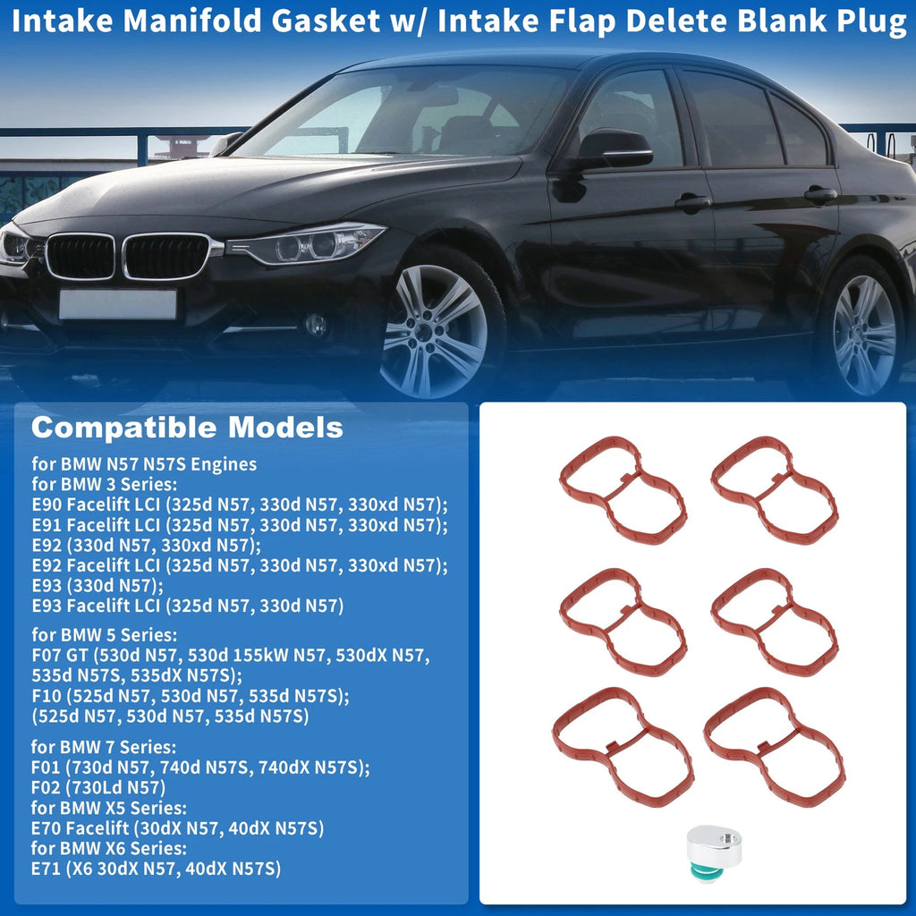 Intake Manifold Gasket Replacement w Intake Flap Delete Plug for BMW (2011–2018)