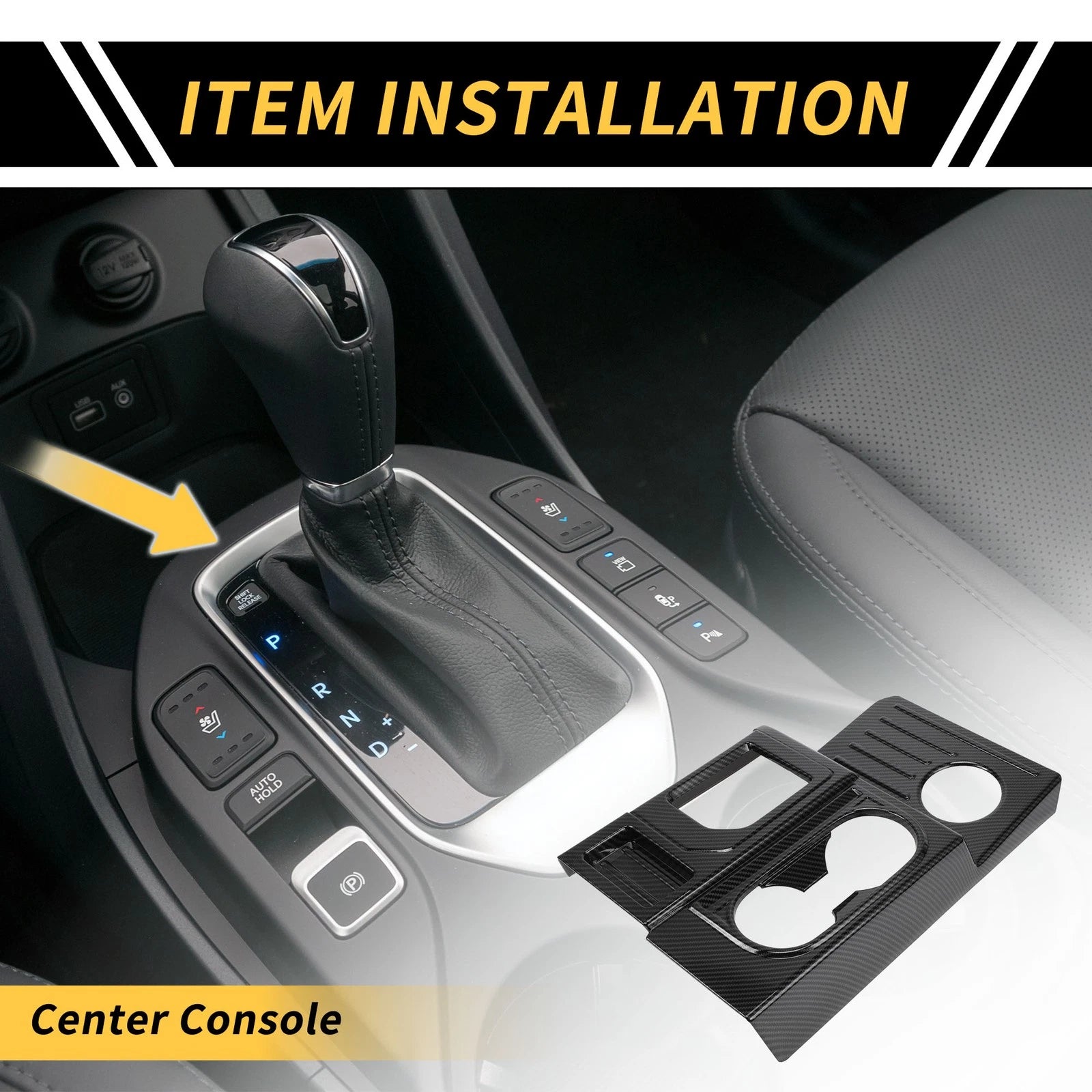 Gear Shift Frame Panel Cover Trim Carbon Fiber Pattern for Toyota Tundra (2014–2021)