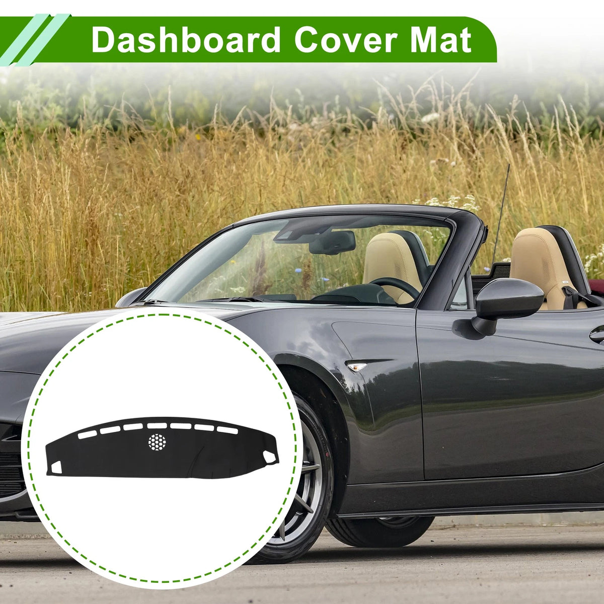 Dashboard Cover for Mazda MX-5 NC (2005–2015) Faux Leather Black 1 Pc