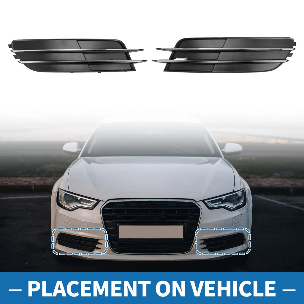 Front Fog Light Grill Pair Replacement for Audi A6 (2012–2015)