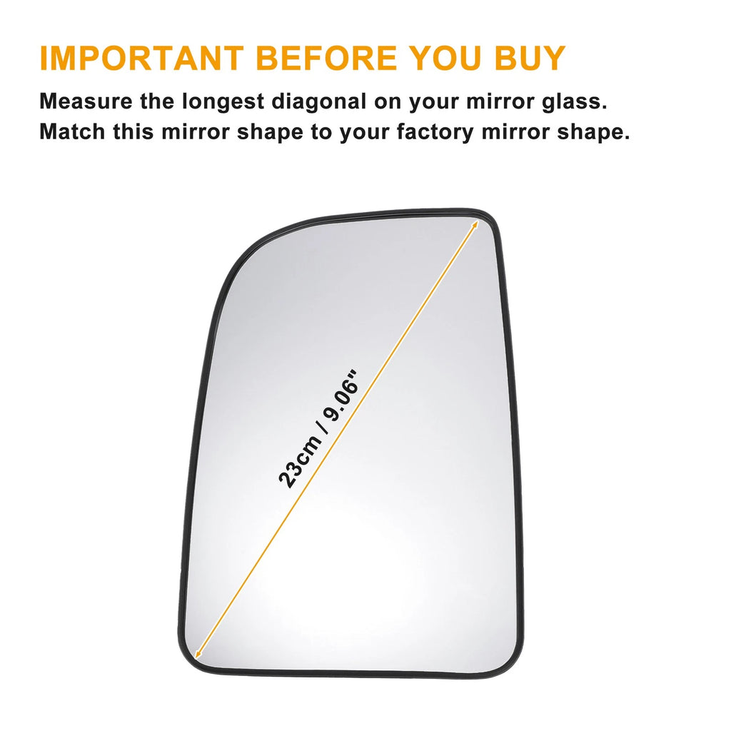 Left Upper White Mirror Glass with Heated Back for Mercedes Sprinter (2018–2023)
