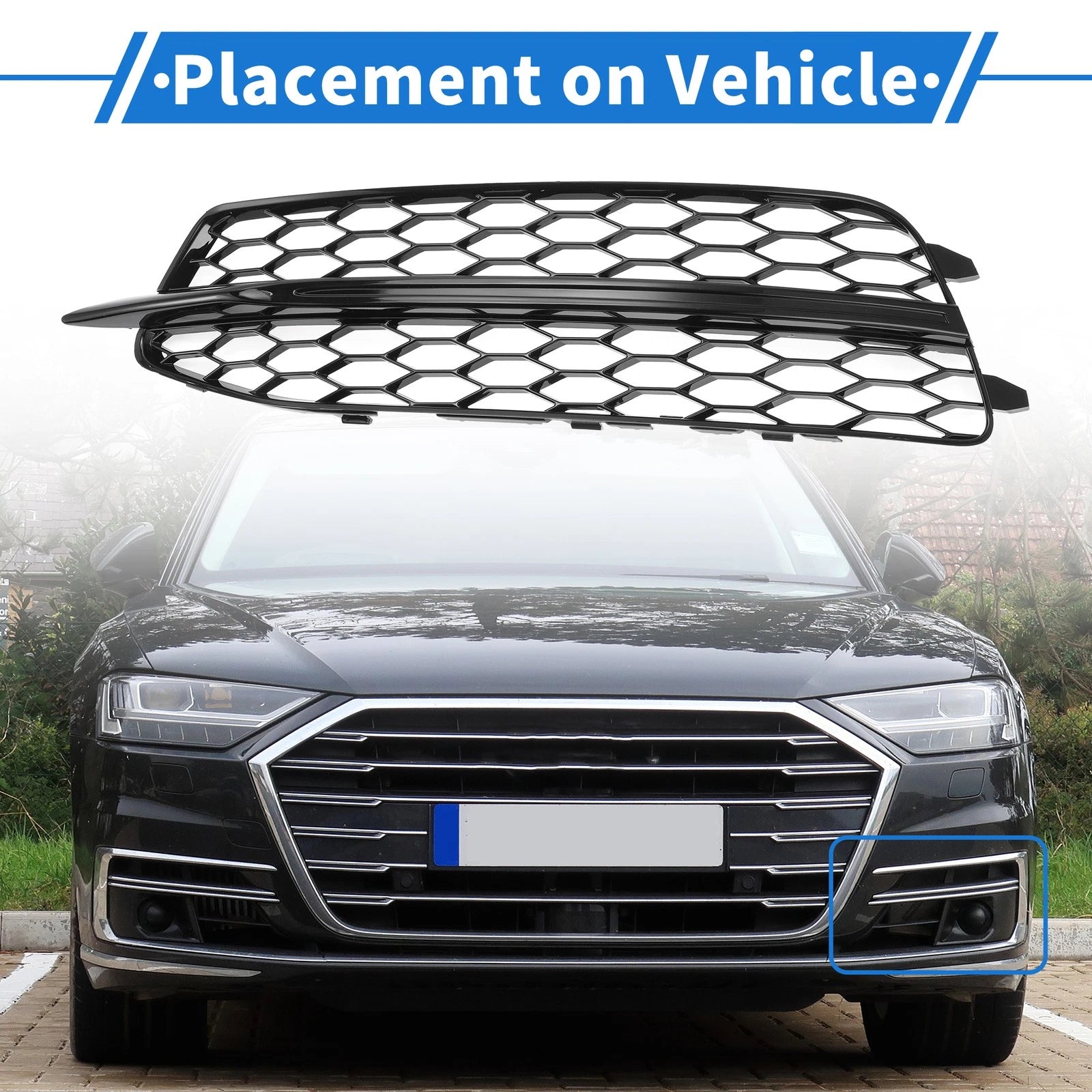 Front Left Fog Light Grill with Hole for Audi A6 C7 (2011–2014)