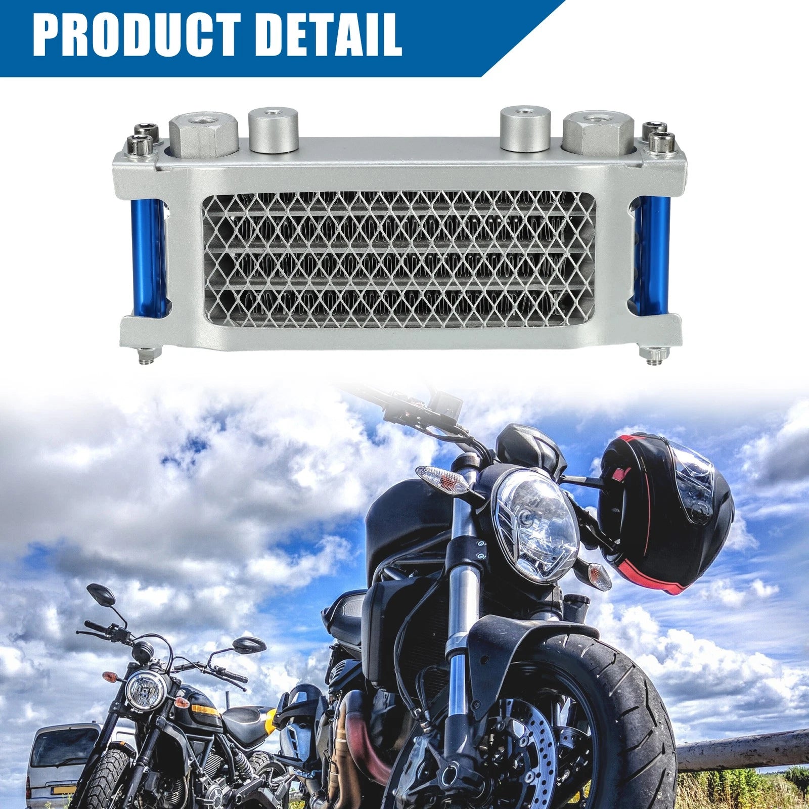 Engine Oil Cooler Radiator Kit Universal Silver Tone for Monkey Bike (2005–2018)