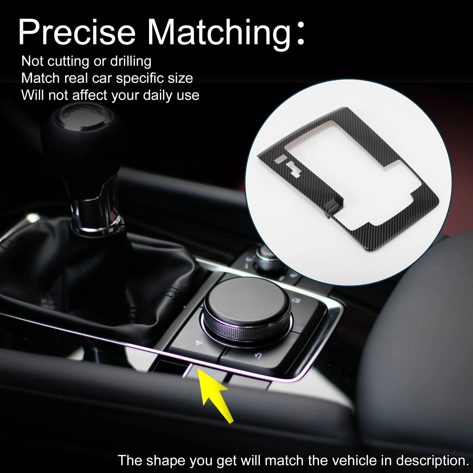 Gear Shift Knob Sticker Replacement for Mazda 3 Axela (2019–2025) Black