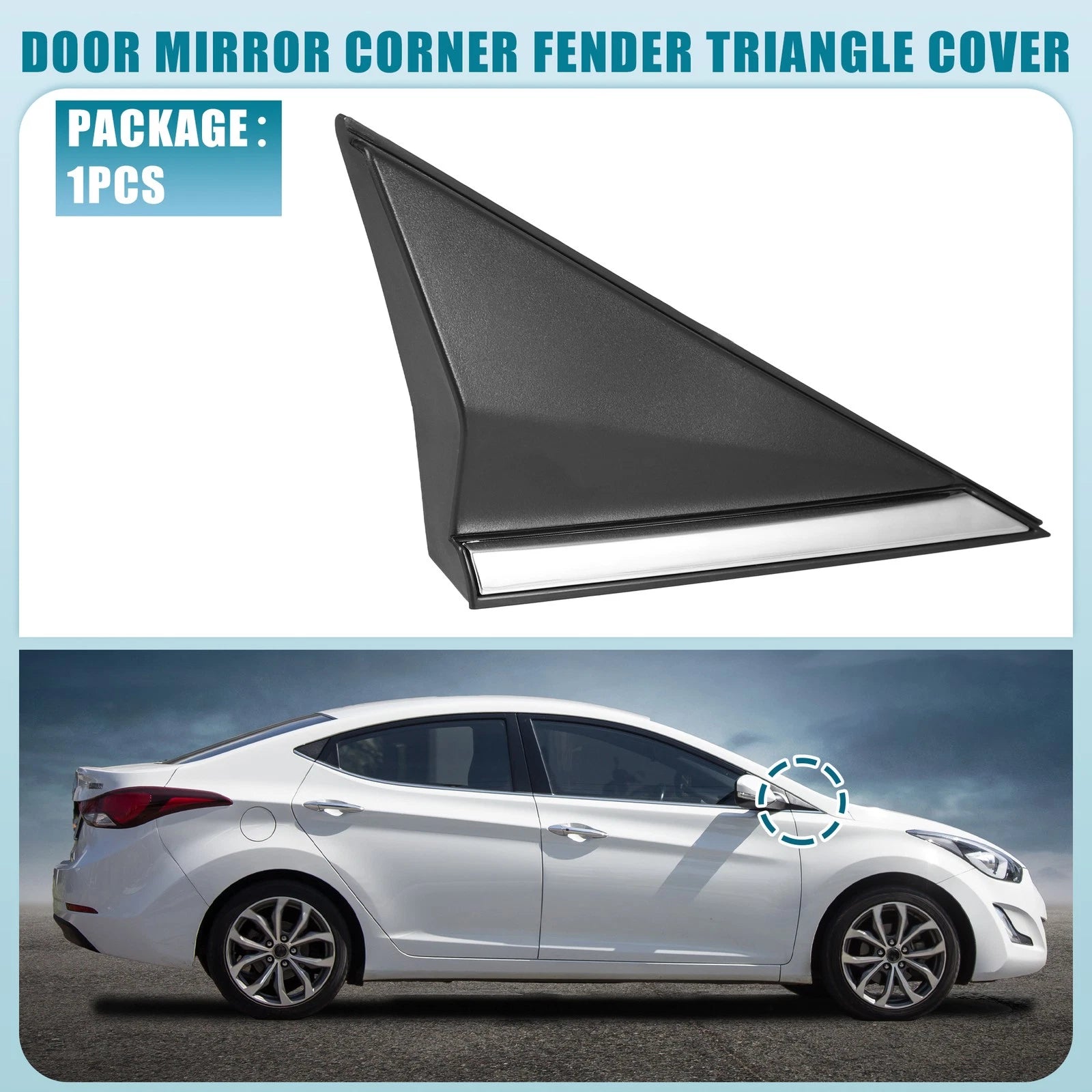 Right Mirror Corner Fender Triangle Cover Replacement for Hyundai Elantra (2017–2020)