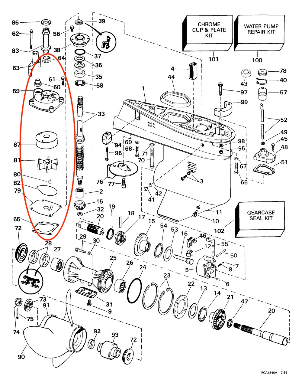 Outboard Water Pump Repair Kit for Evinrude Johnson 40-60 HP