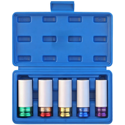5-Piece Chrome Vanadium Alloy Steel Wheel Lug Nut Socket Set 1/2 Inch Drive