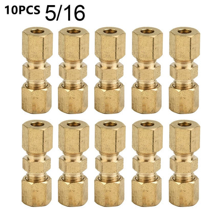 Set of 10 Straight Fitment Brass Tube Connections