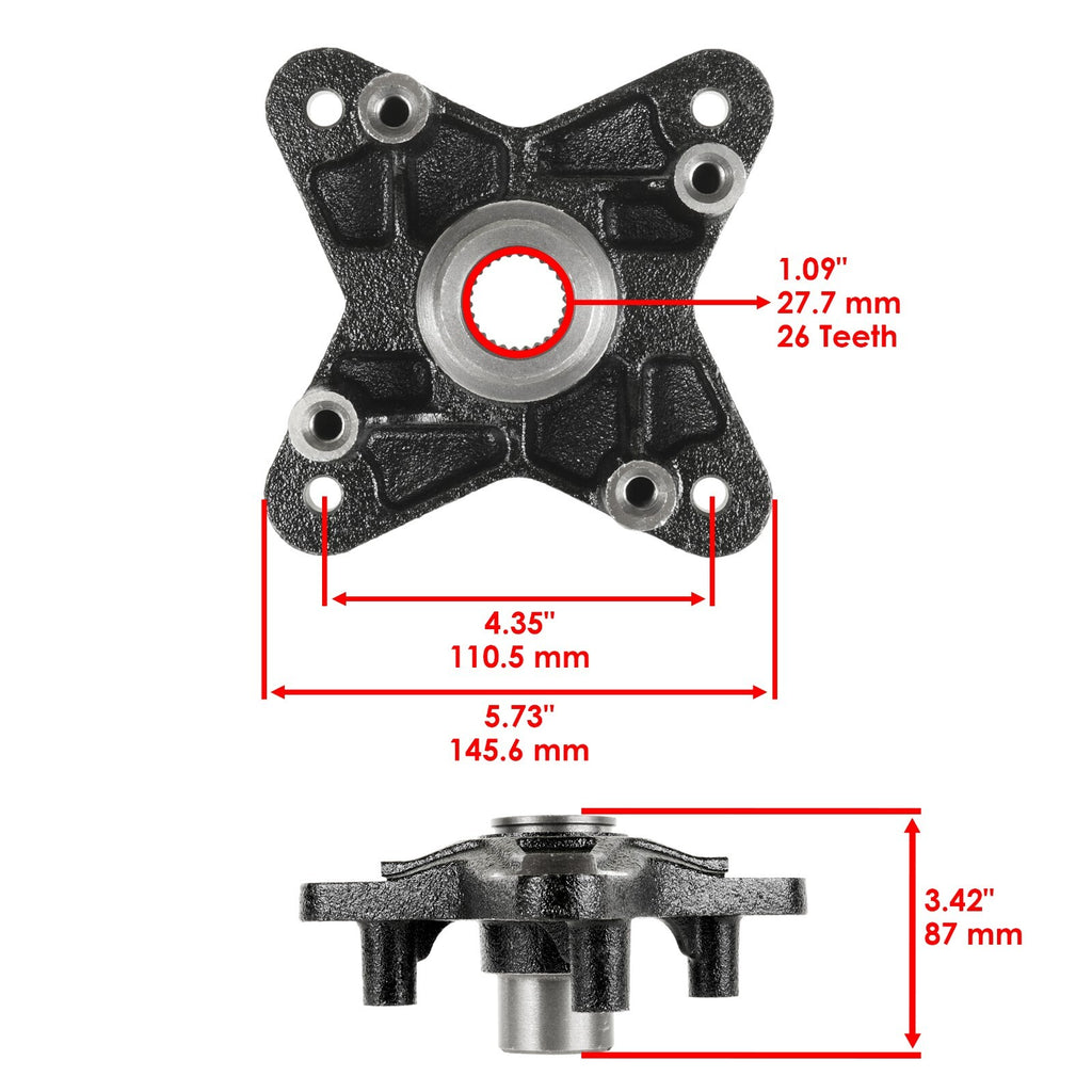 Rear Wheel Hub With Bearing Replacement for Polaris (2004–2009)