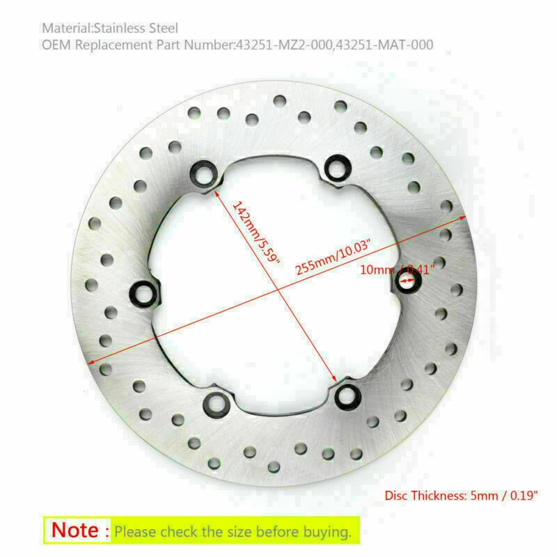 Rear Brake Disc Rotor 255mm for Honda CB1100/1300 CBR1000 F/XX (2013–2019) #MD1006C T9