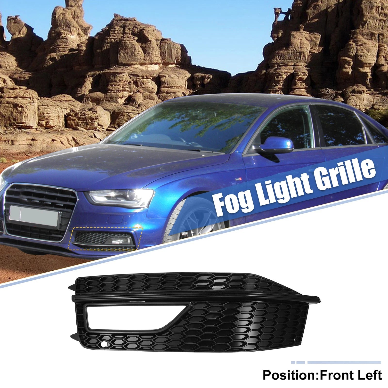 Front Left Fog Light Grille Cover Replacement for Audi A4 S4 S-line (2013–2015)