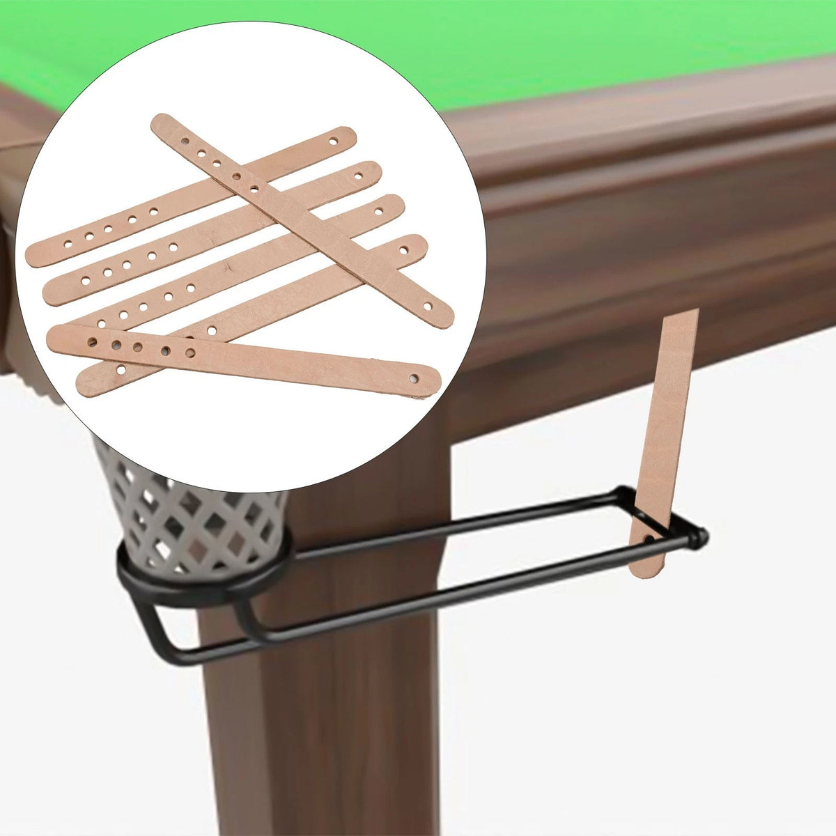 6 Leather Straps for Billiard Table Tracks (Adjustable)