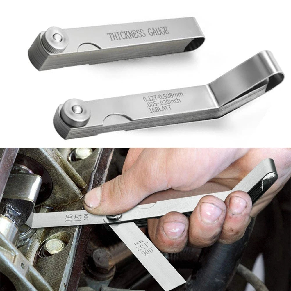 2PCS Feeler Gauge Set Stainless Steel with Rotating Hinge for Easy Use
