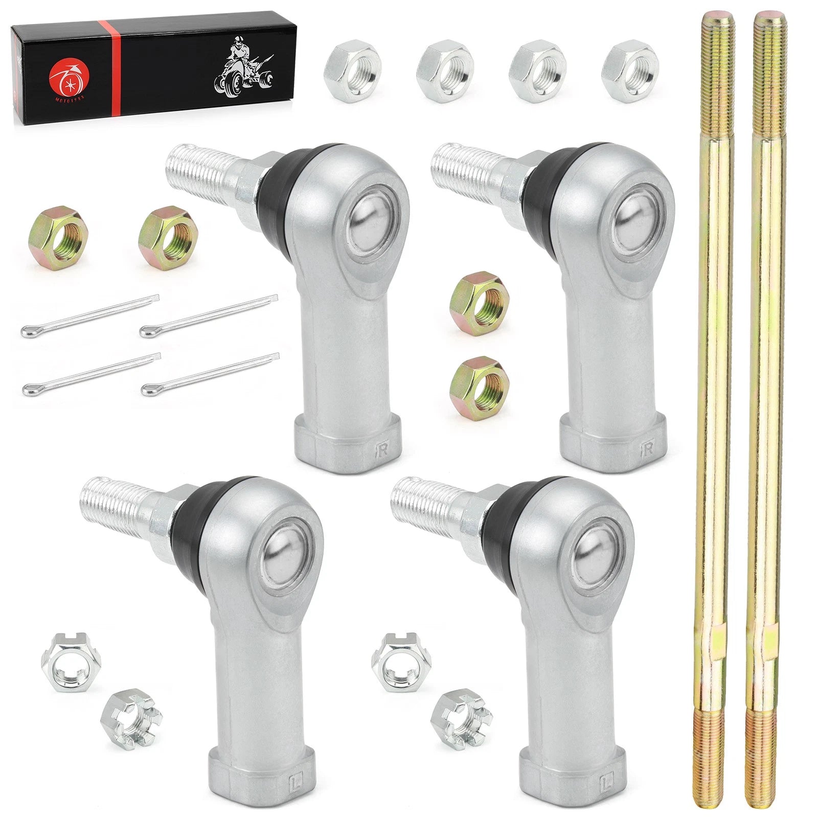 Set of 2 Tie Rod Ends Kit w/ Nut Pin for Honda Foreman 450 TRX450 (1998–2004)