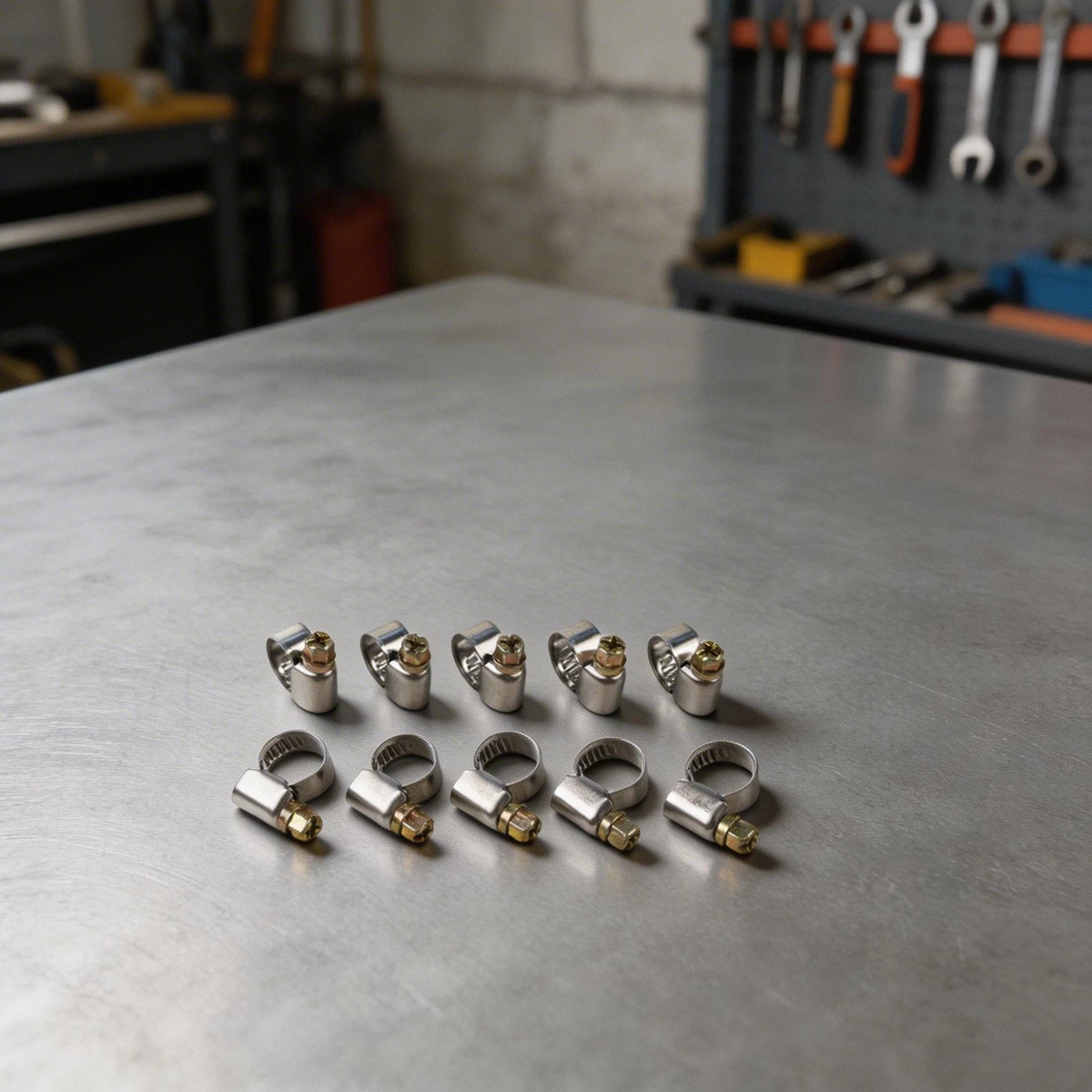 10PCS Metal Pipe Clamps for Fuel Hose 8-12mm