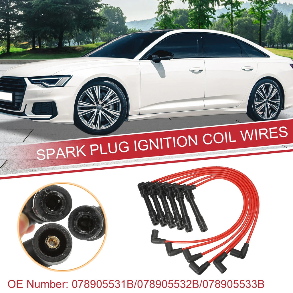 6 Pcs Spark Plug Wire Ignition Coil Cable for Audi A4 A6 VW (2004–2015)