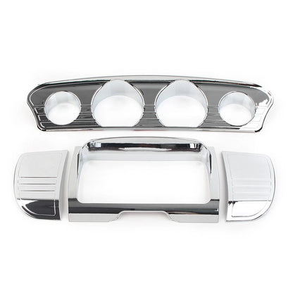 Chrome Tri Line Gauge Stereo Accent Trim Covers for Harley Electra Glide (2014–2023)