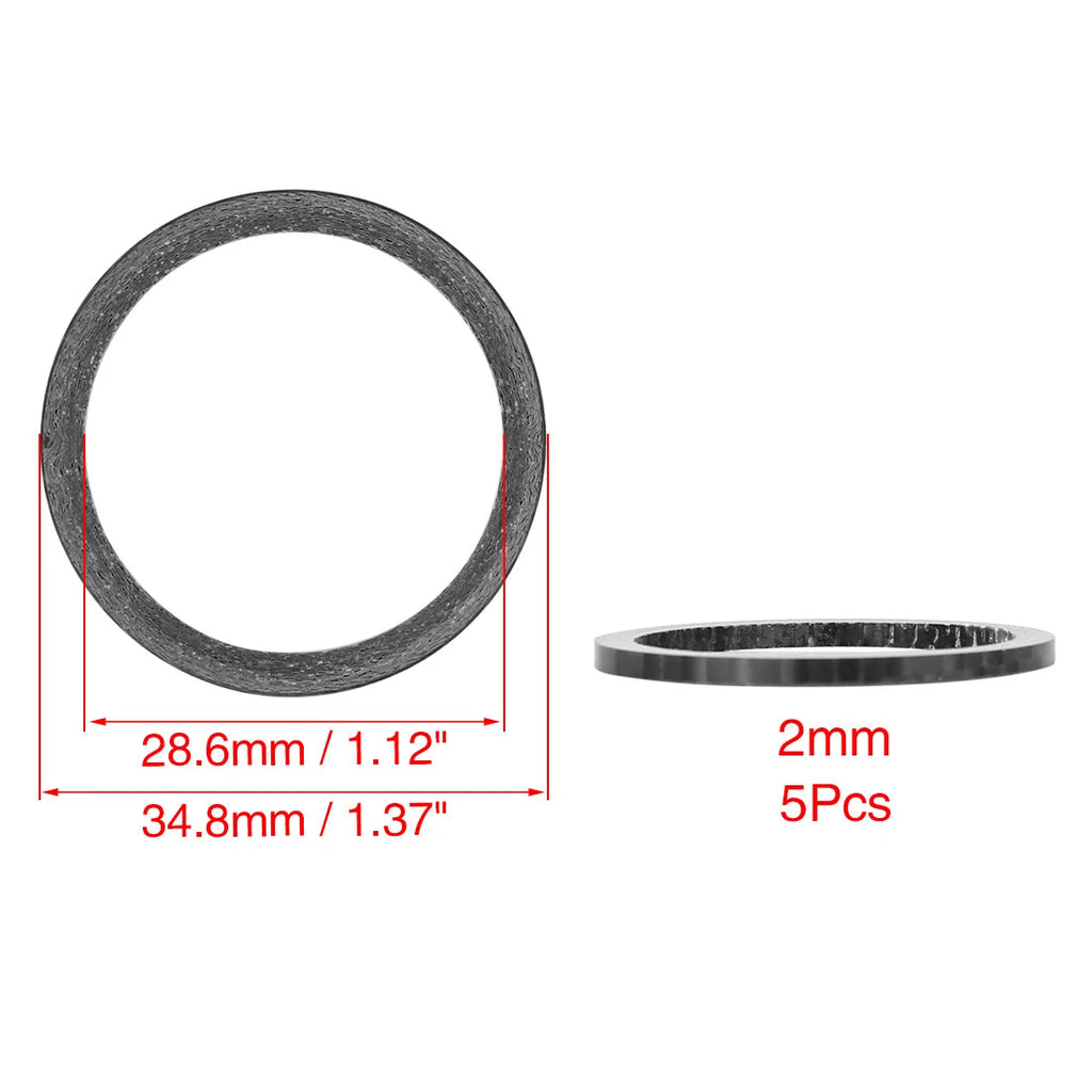 1 1/8 Headset Spacer Set Matte Black 2mm for Bikes Bicycle (1 1/8)