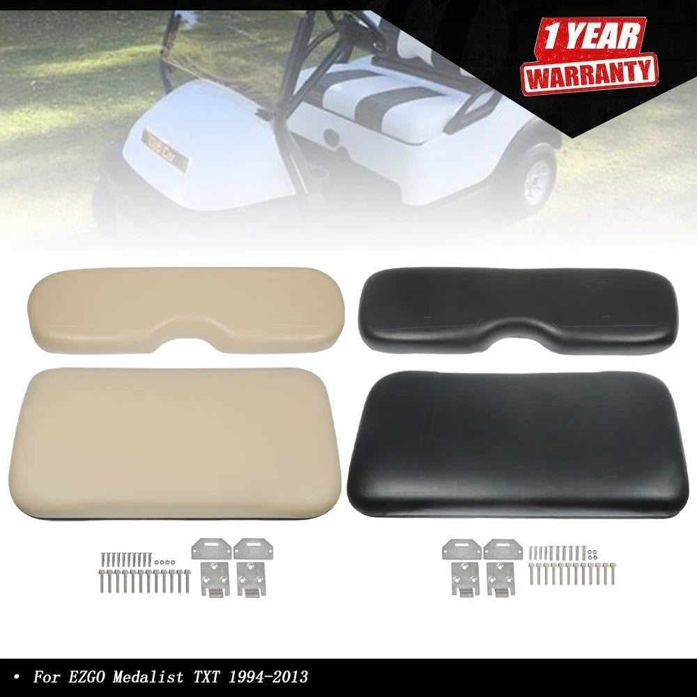 Front Seat Cushion for EZGO Medalist TXT (1993–2013) - Black & Beige, Incl. Hardware