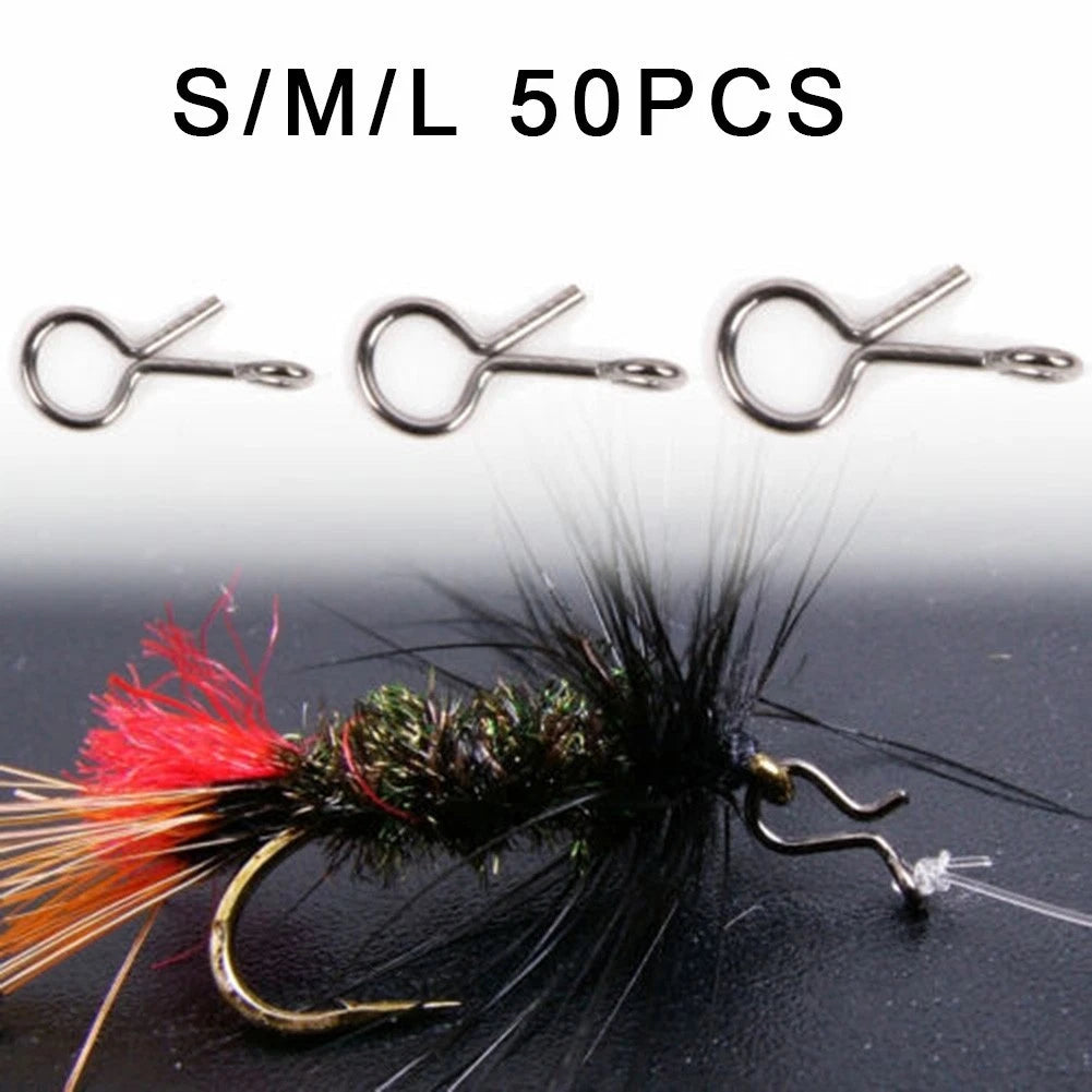 50Pcs Fly Fishing Snap Hook for Flies Lures (Small/Medium/Large)