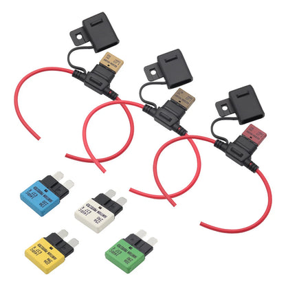 12V Auto Reset Circuit Breaker with Fuse Holder Kit for Universal Applications