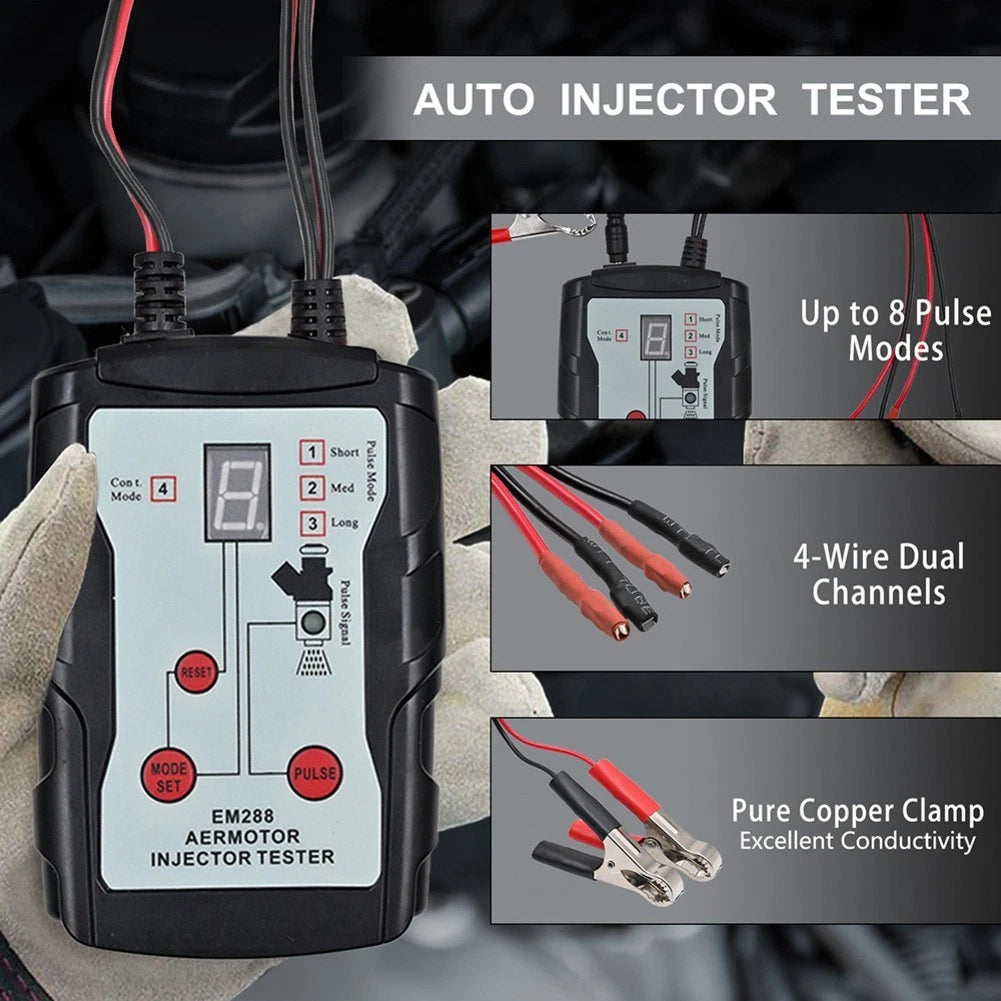 Fuel Injector Testing Tool with LCD Screen, 8 Pulse Modes, 12V/5V Output