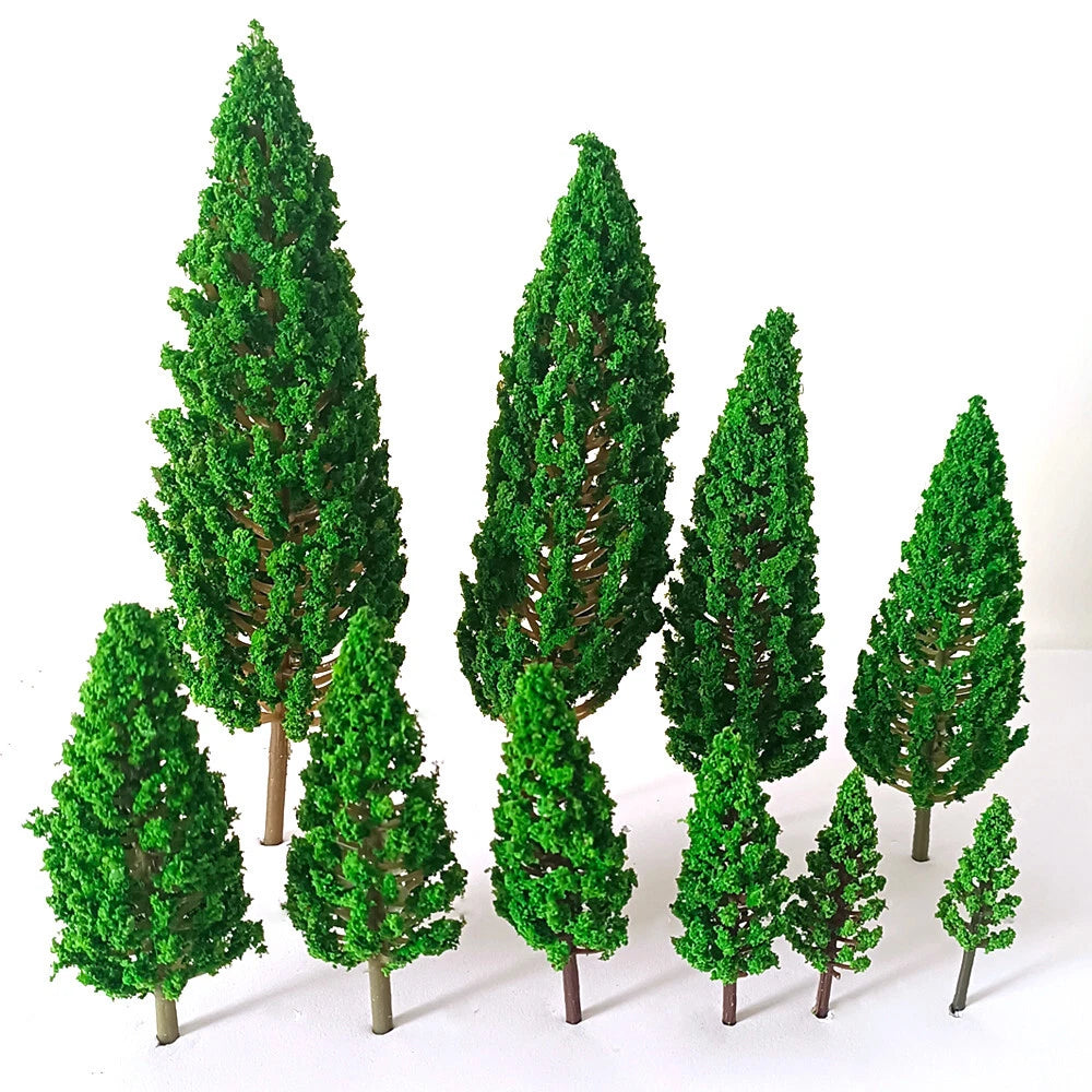 10Pcs Micro Pine Trees for Model Train Layouts, Wargame Diorama, HO-Z