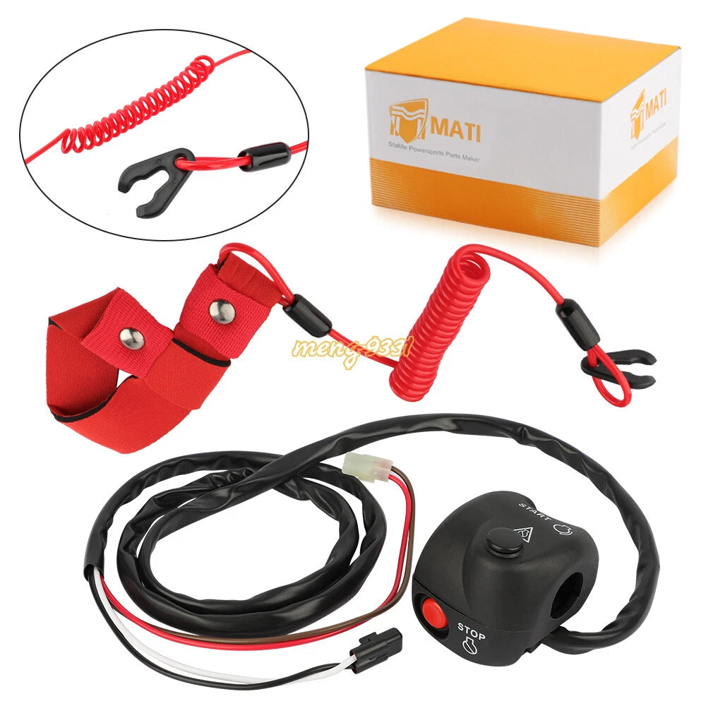 Handlebar Start Stop Kill Switch & Safety Lanyard for Yamaha WaveRunner (2018–2023)