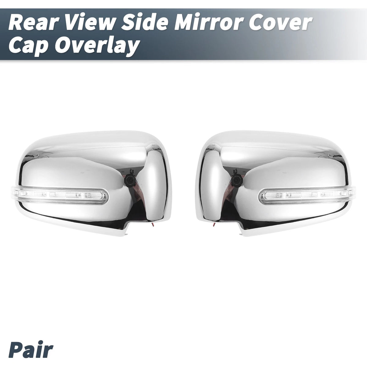 Rearview Mirror Cover Overlay Chrome Plated with LED for Mitsubishi L200 (2006–2015)