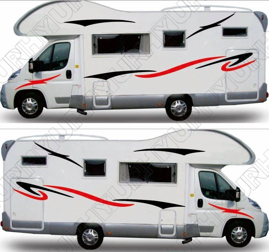 2X Side Stripes Graphics Decals Stickers for Caravan Travel Trailer