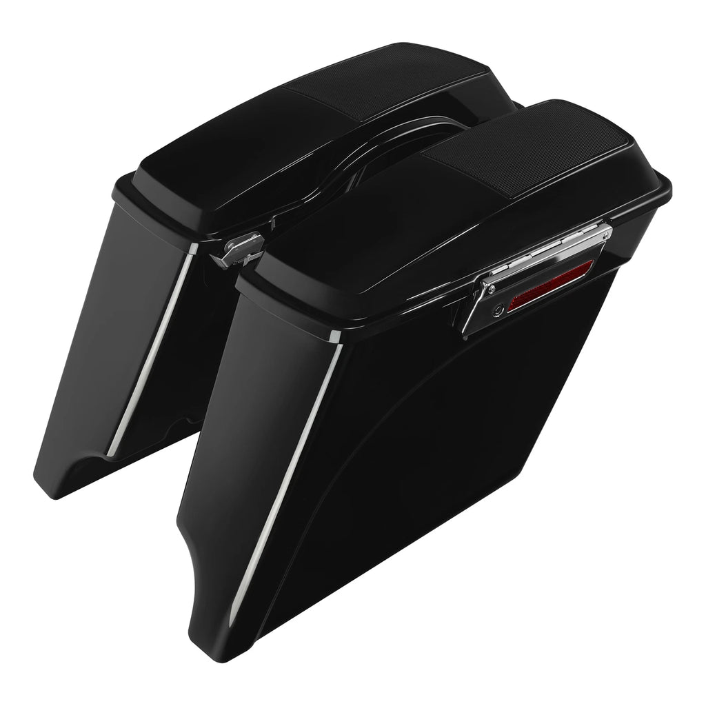 5" Stretched Saddle Bags & Conversion Bracket for Harley Softail Fatboy (1984–2017)