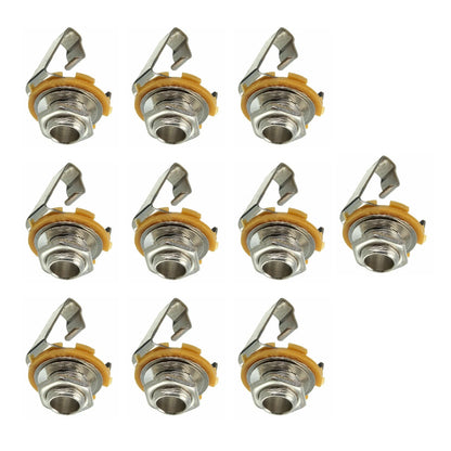 10 Pcs Mono 1/4" Socket Jack Connector for Guitar Panel Mount