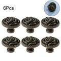 6X Antique Rose Flower Handle Knob for Dresser Drawer Cabinet Door