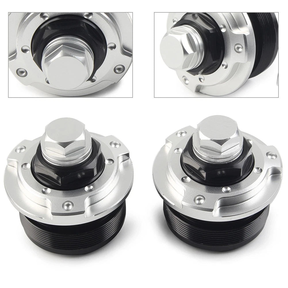 2X Front Fork Shock Adjusters for Yamaha R15 V3 (2017–2019) 47MM Silver