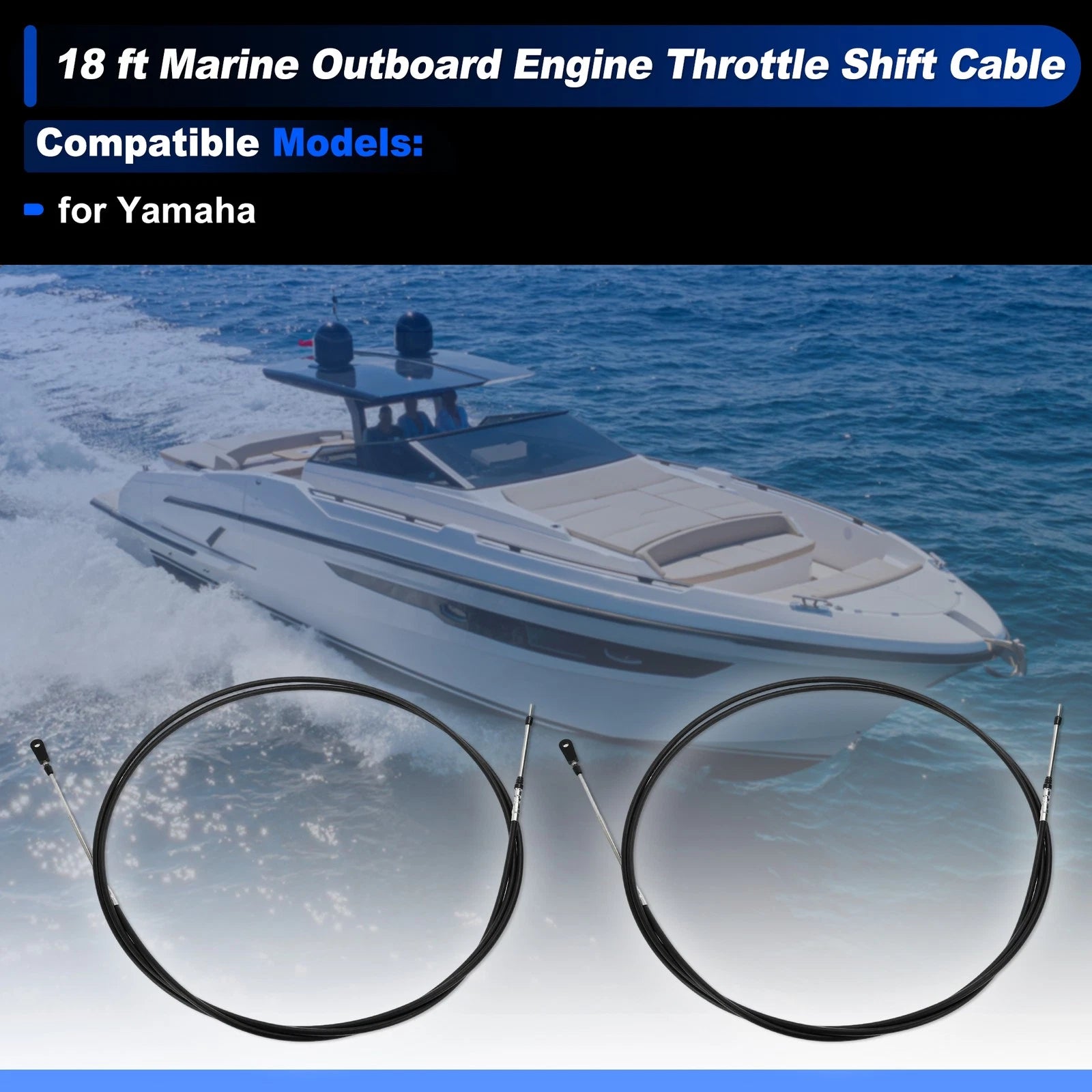 2 pcs Throttle Shift Control Cable for Yamaha Boat (18 ft)
