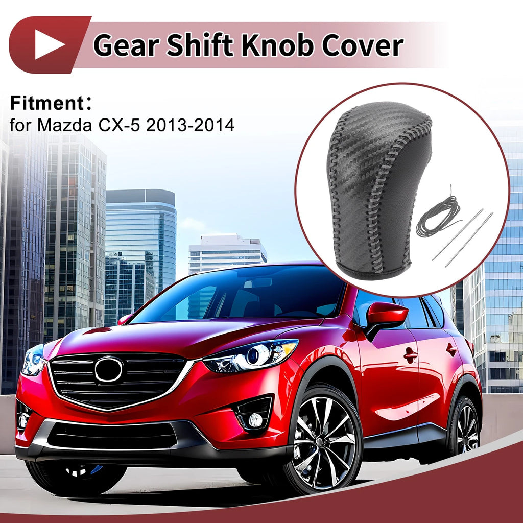 Gear Shift Knob Cover Replacement Faux Leather for Mazda CX-5 (2013–2014)