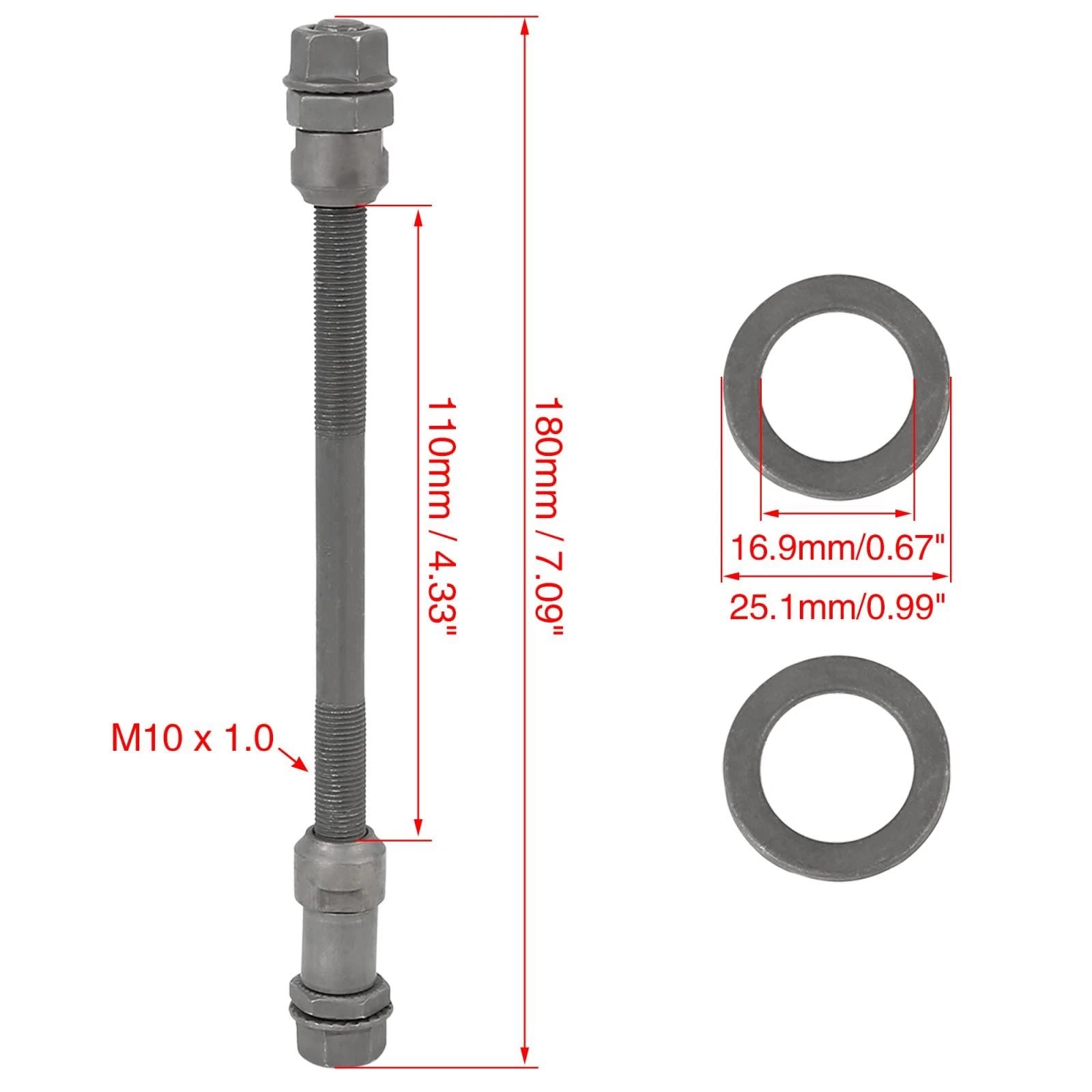 Bike Wheel Hub Axle Rear Solid Shaft 9.5mm for MTB Bicycle (Black)