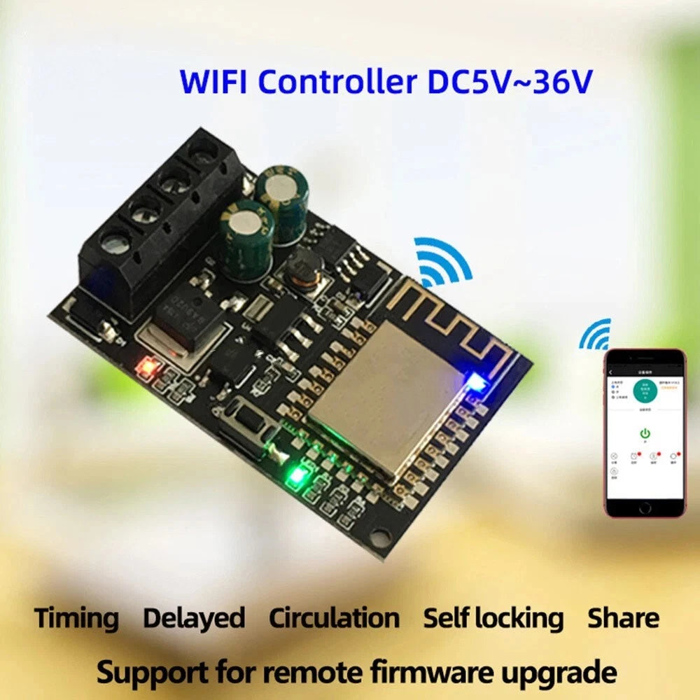 WiFi Relay Module 5V-36V 5A for LED Motor Fan Pump Control