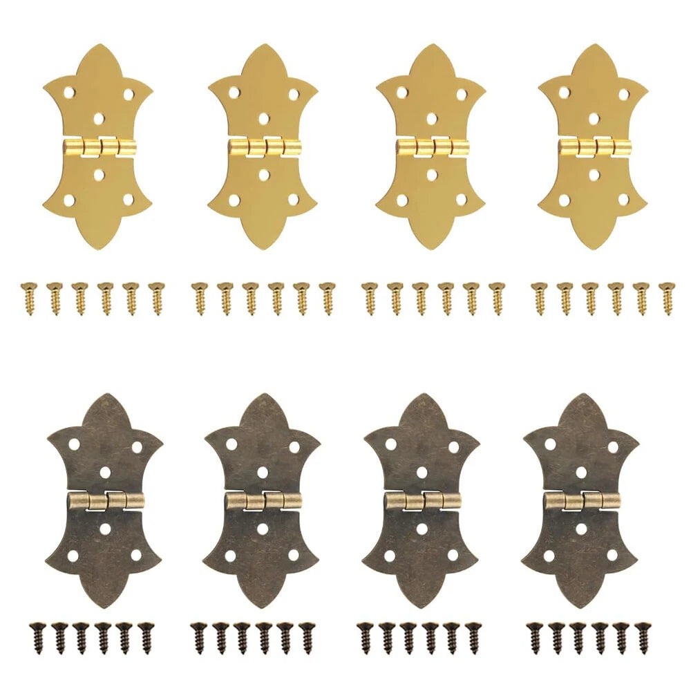 Set of 6 Antique Door Hinges with Screws for Jewelry Chest Cabinet