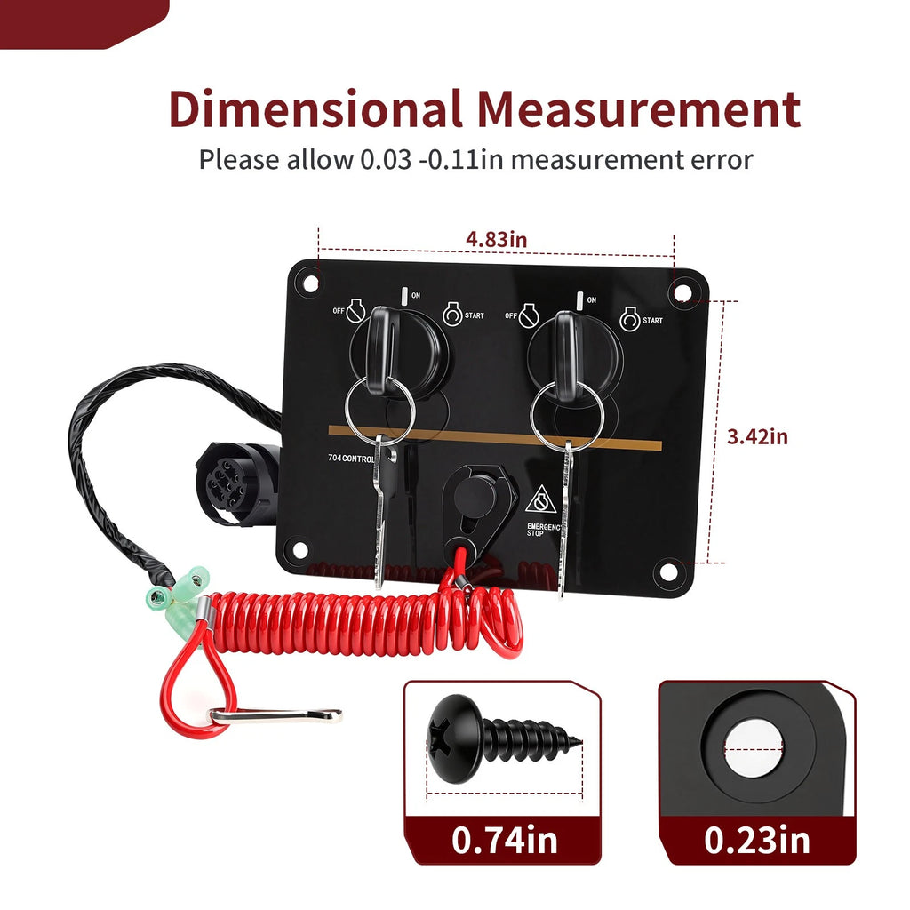 Dual Twin Ignition Key Kill Switch for Yamaha Outboard (6K1-82570-15-00)