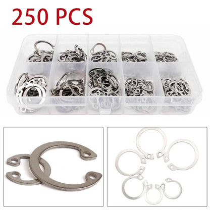 Set of 250 External Circlips 6mm-15mm for Light Equipment Tools