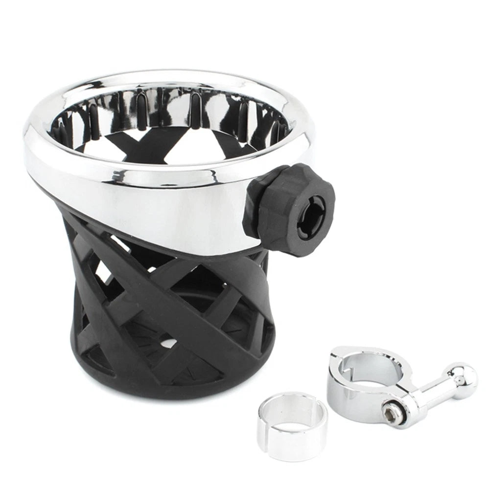 Chrome Drink Cup Holder for Motorcycle 7/8"-1" (22-25mm) Handlebars
