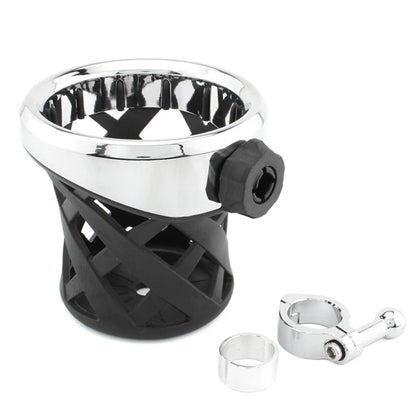 Chrome Drink Cup Holder for Motorcycle 7/8"-1" (22-25mm) Handlebars