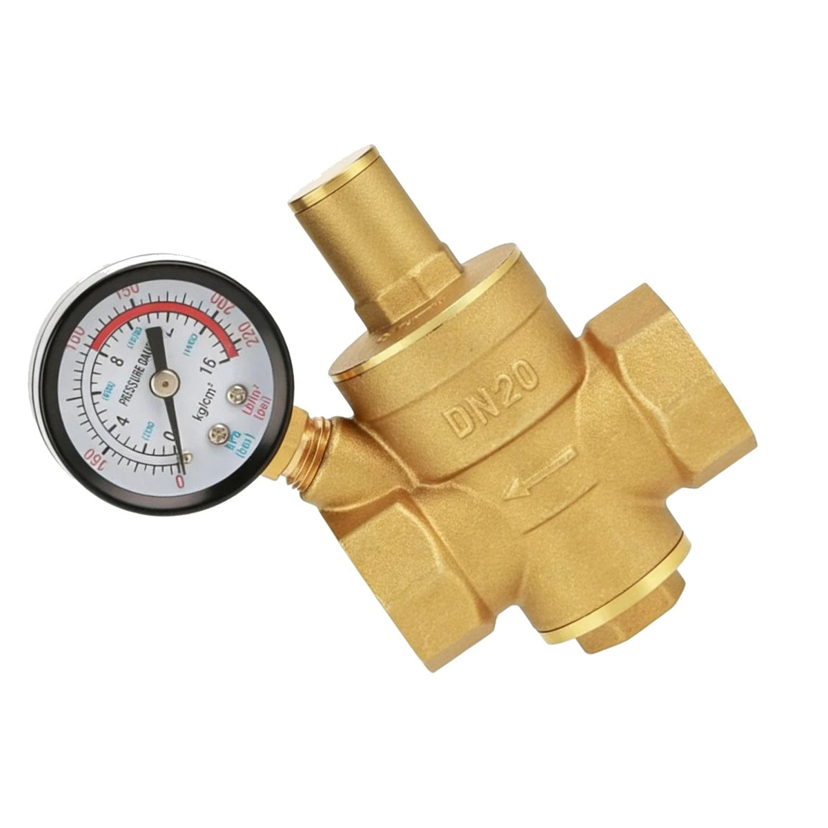 Adjustable Brass Water Pressure Reducing Valve Regulator with Gauge (NPT)