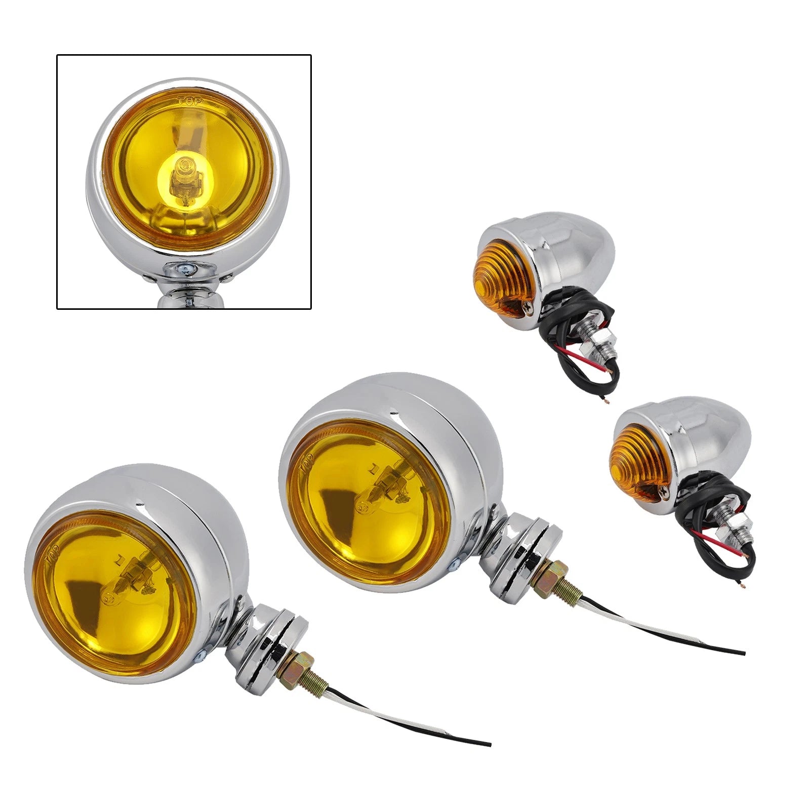 Beam Headlight Fog Lamp for Racer Bobber Chopper (Custom Chrome)
