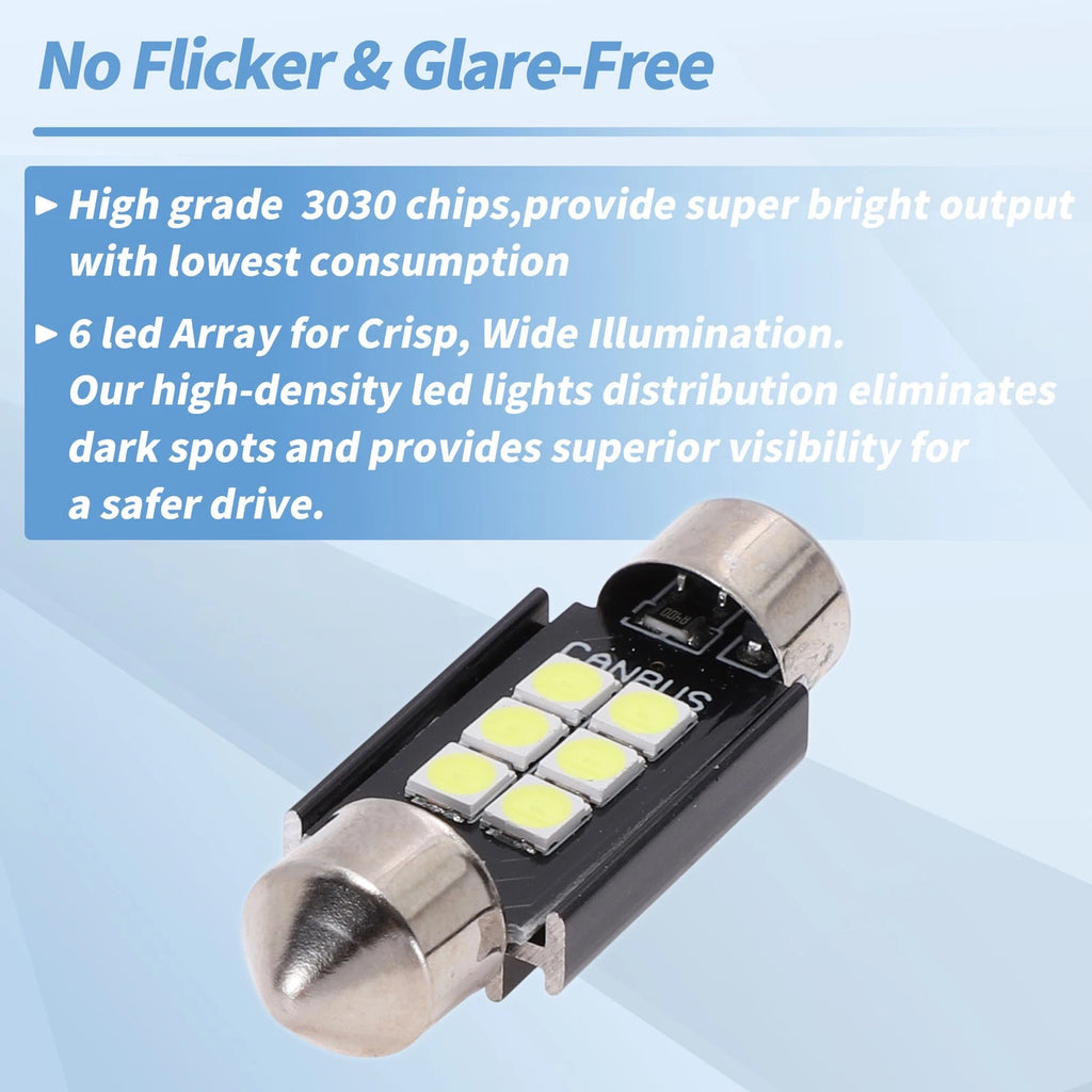 2X LED Dome Light Bulbs 3030 Chip 36mm for
