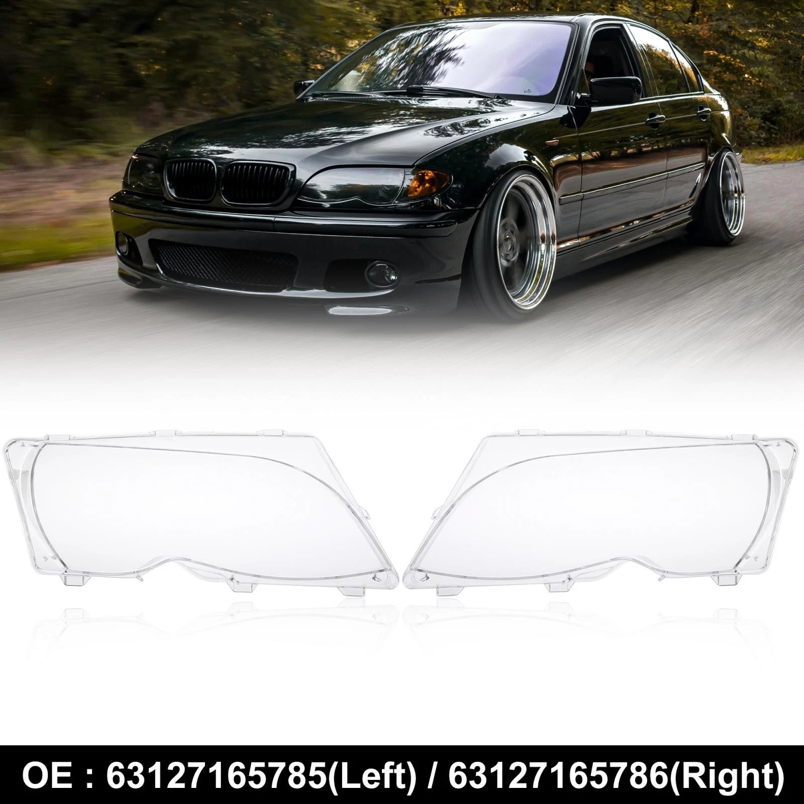 Headlight Lens Cover Front Pair for BMW E46 (1999–2005)