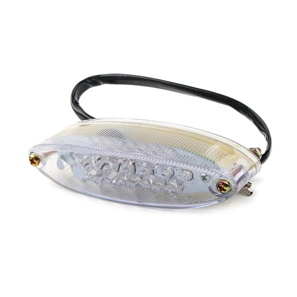 Motorcycle Quad ATV Running Stop Brake License Plate Tail Lights Universal Clear