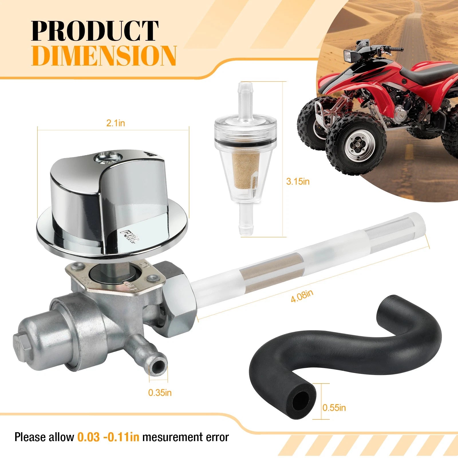 Gas Fuel Valve Petcock Line Hose Tube for Honda Sportrax 300 TRX300 (1997–2006)
