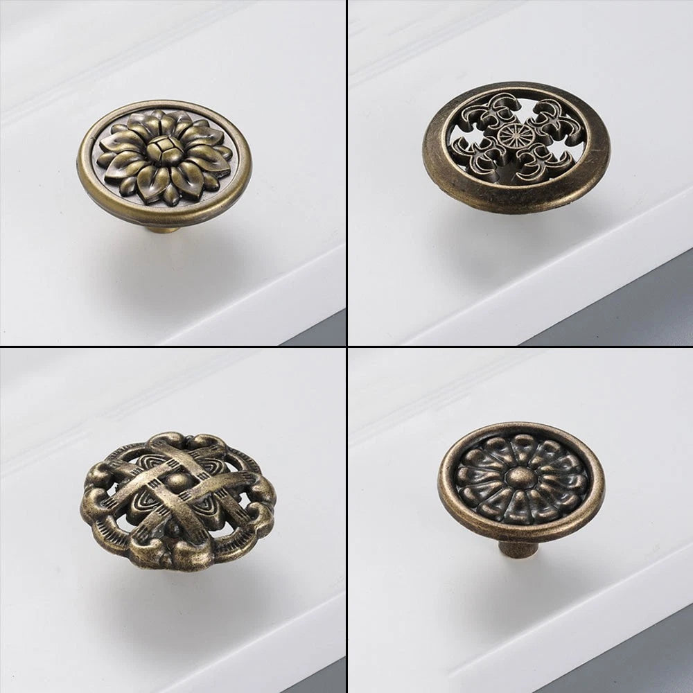 2/5/10Pc Antique Round Pull Handle Retro Door Cabinet Pulls Cupboard Drawer Knob